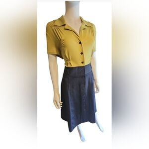 Two-Tone Button-Up Dress​